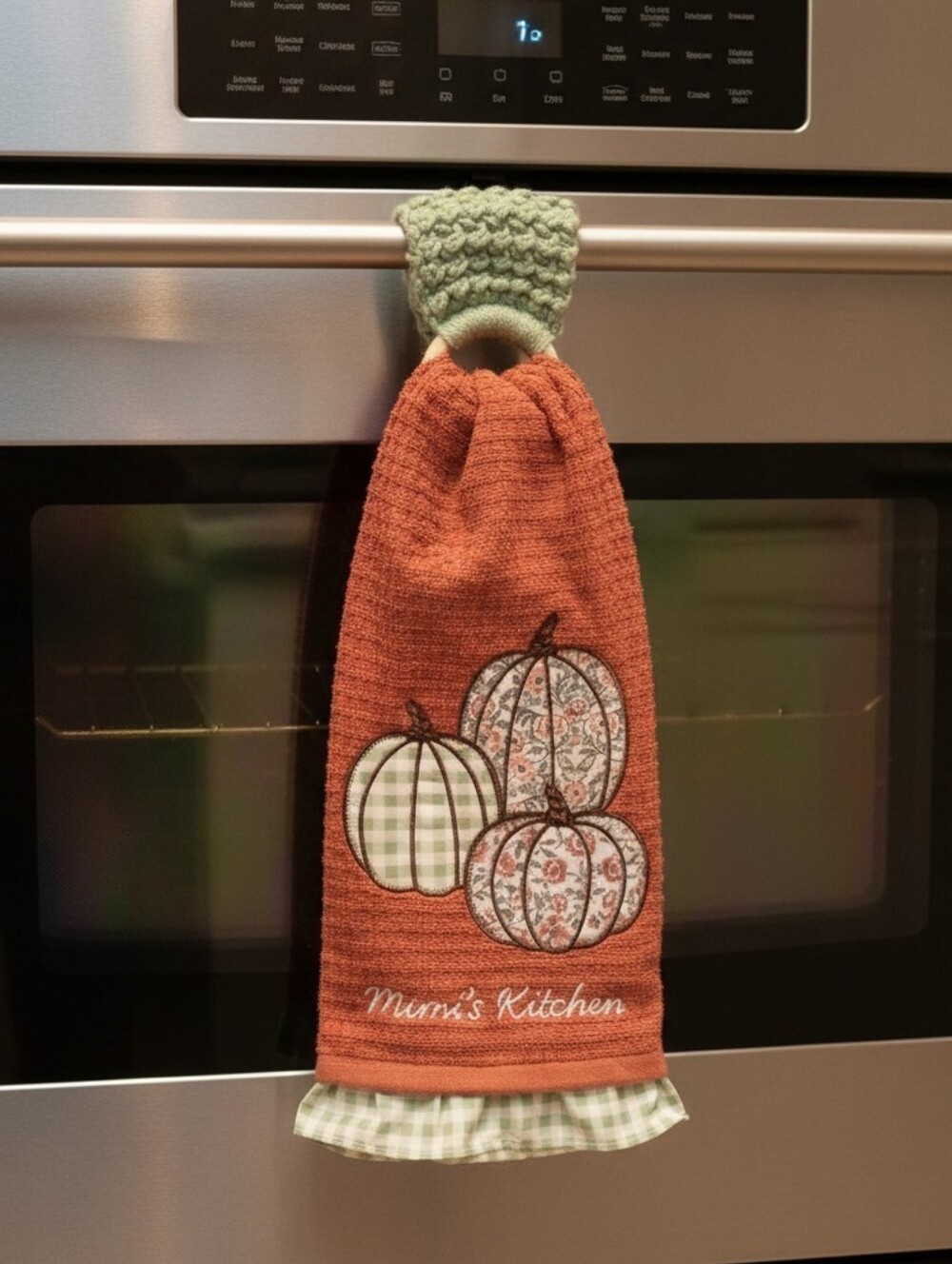 Mimi' Kitchen Shabby Chic Dish Towel & Crochet Towel Holder NWOT